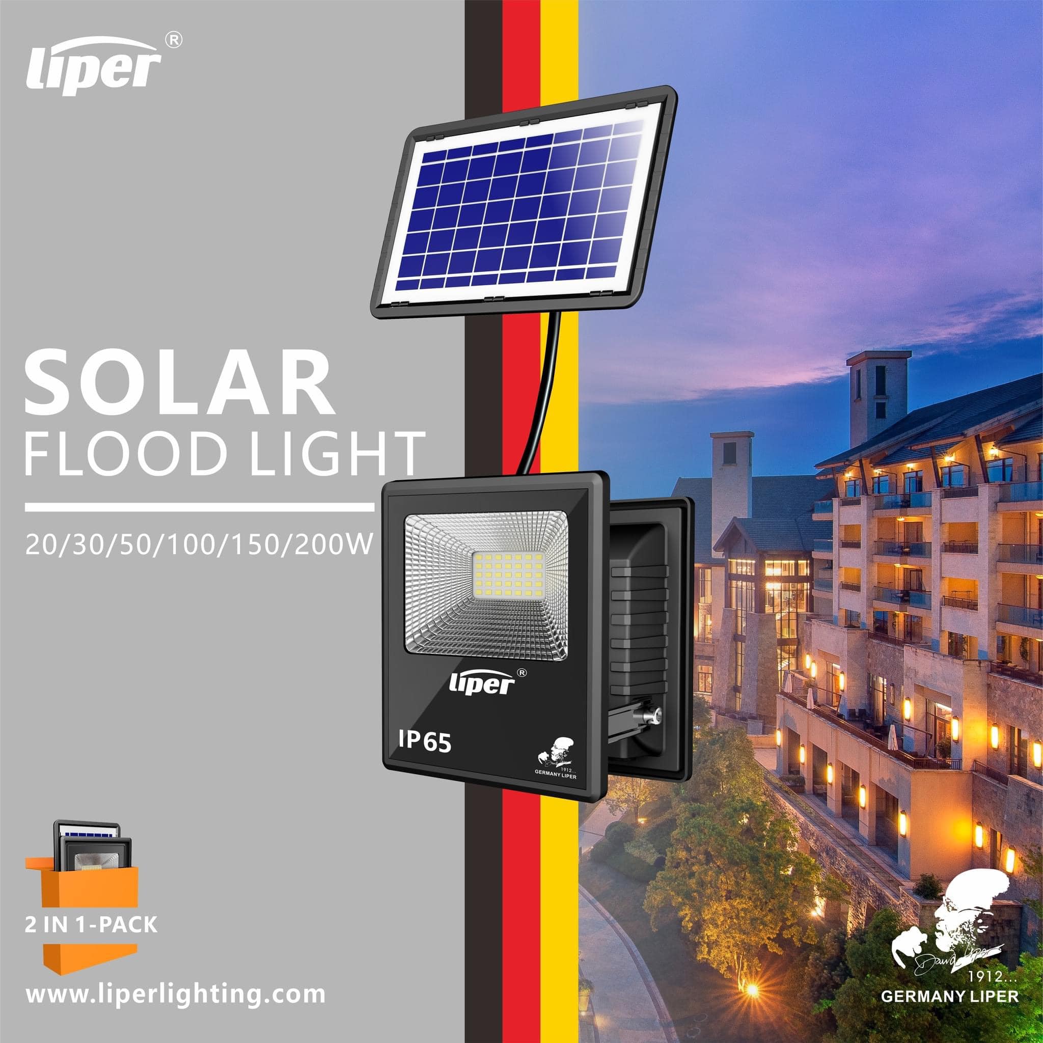 كشاف طاقة شمسية LIPER GLOW 6500K 50W