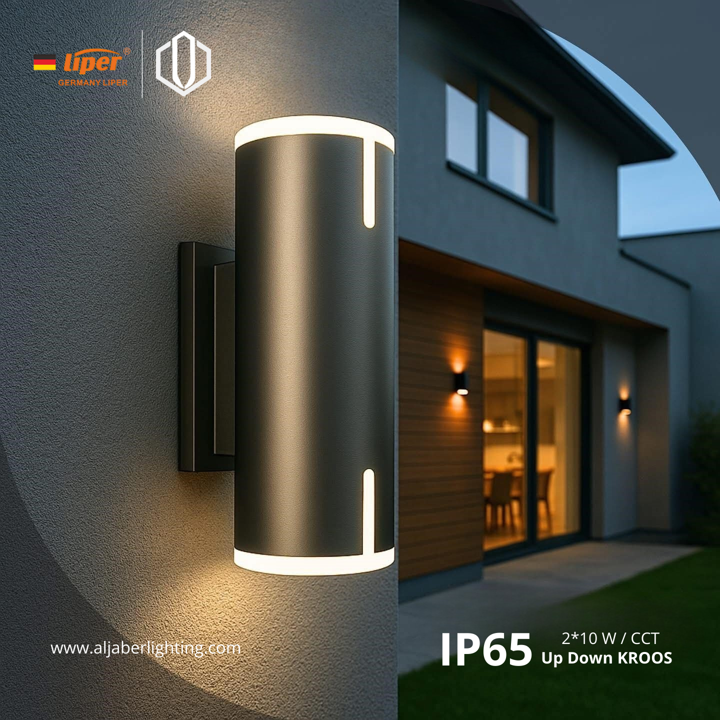 اب داون اسود LIPER KROOS SMALL 2*7W CCT IP65 220V