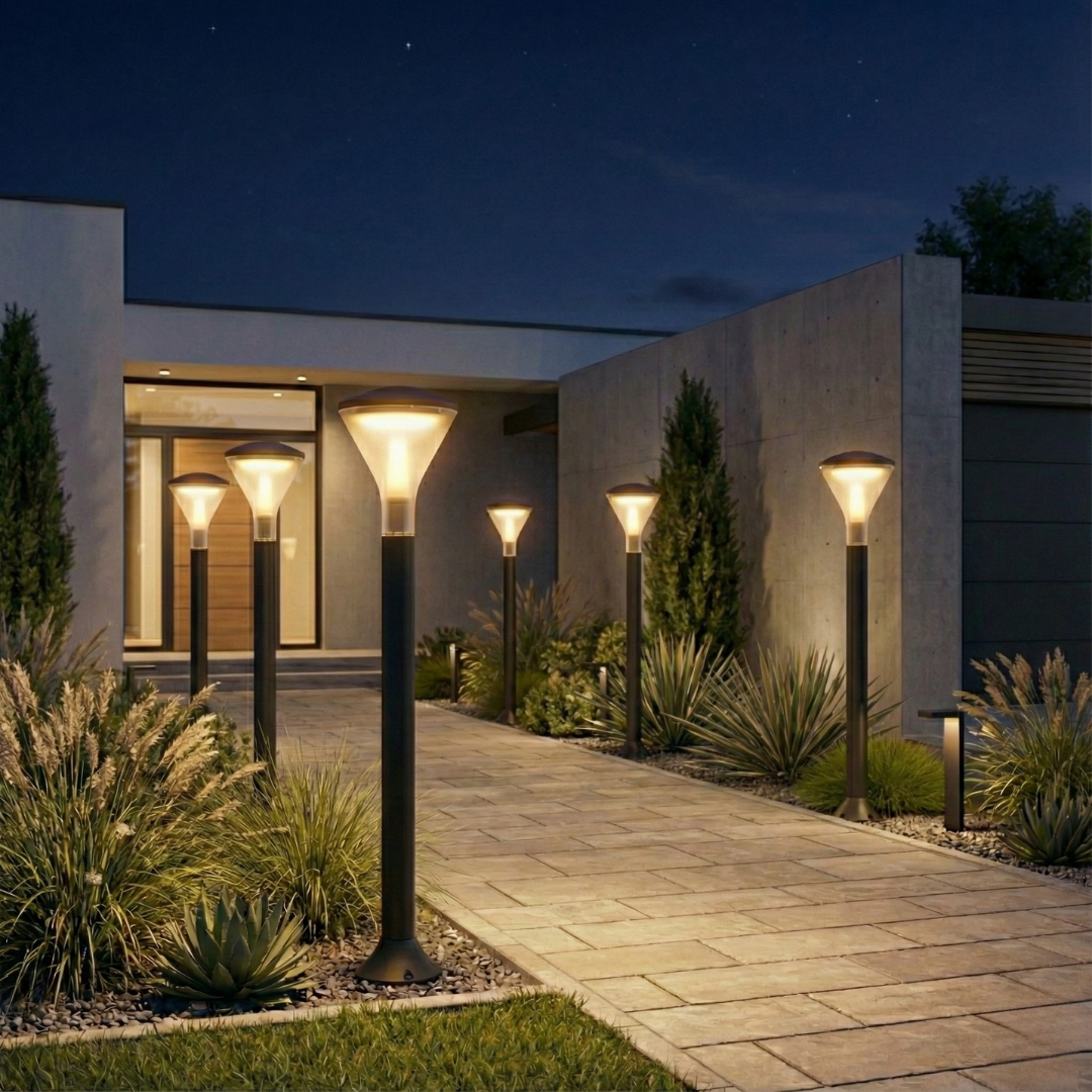 فانوس عامود مفرد اسود LUTECA 10500-04 PVC