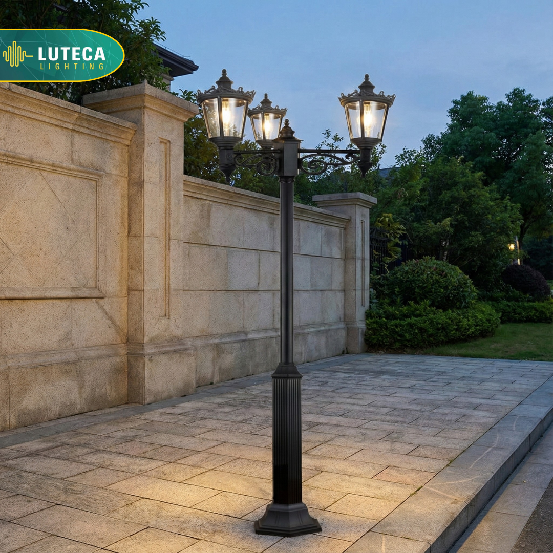 فانوس عامود ثلاثي اسود LUTECA 9500-007