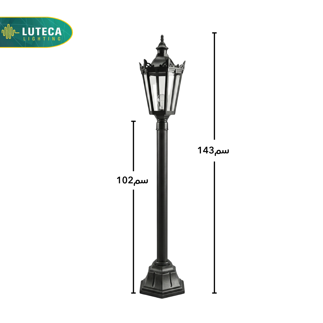 فانوس عامود مفرد اسود LUTECA 6500-004-44