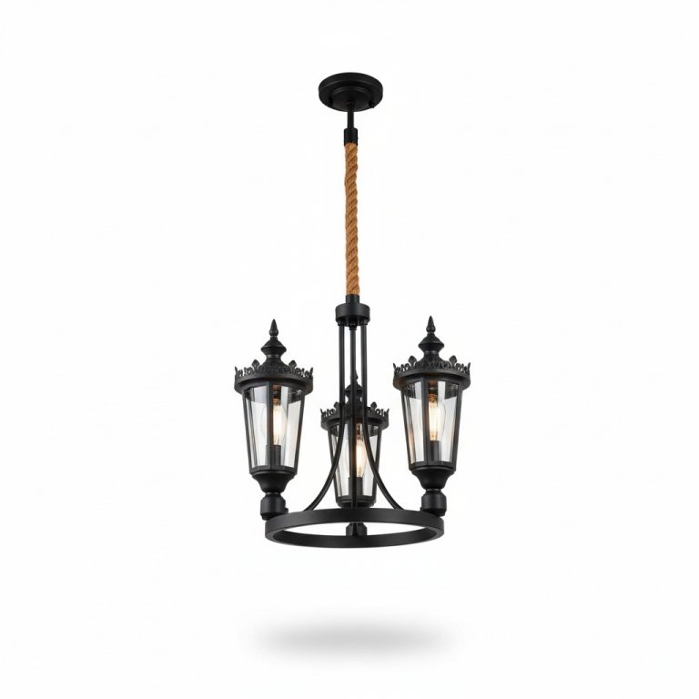 فانوس تعليق ثلاثي اسود LUTECA CH00520-EX9500